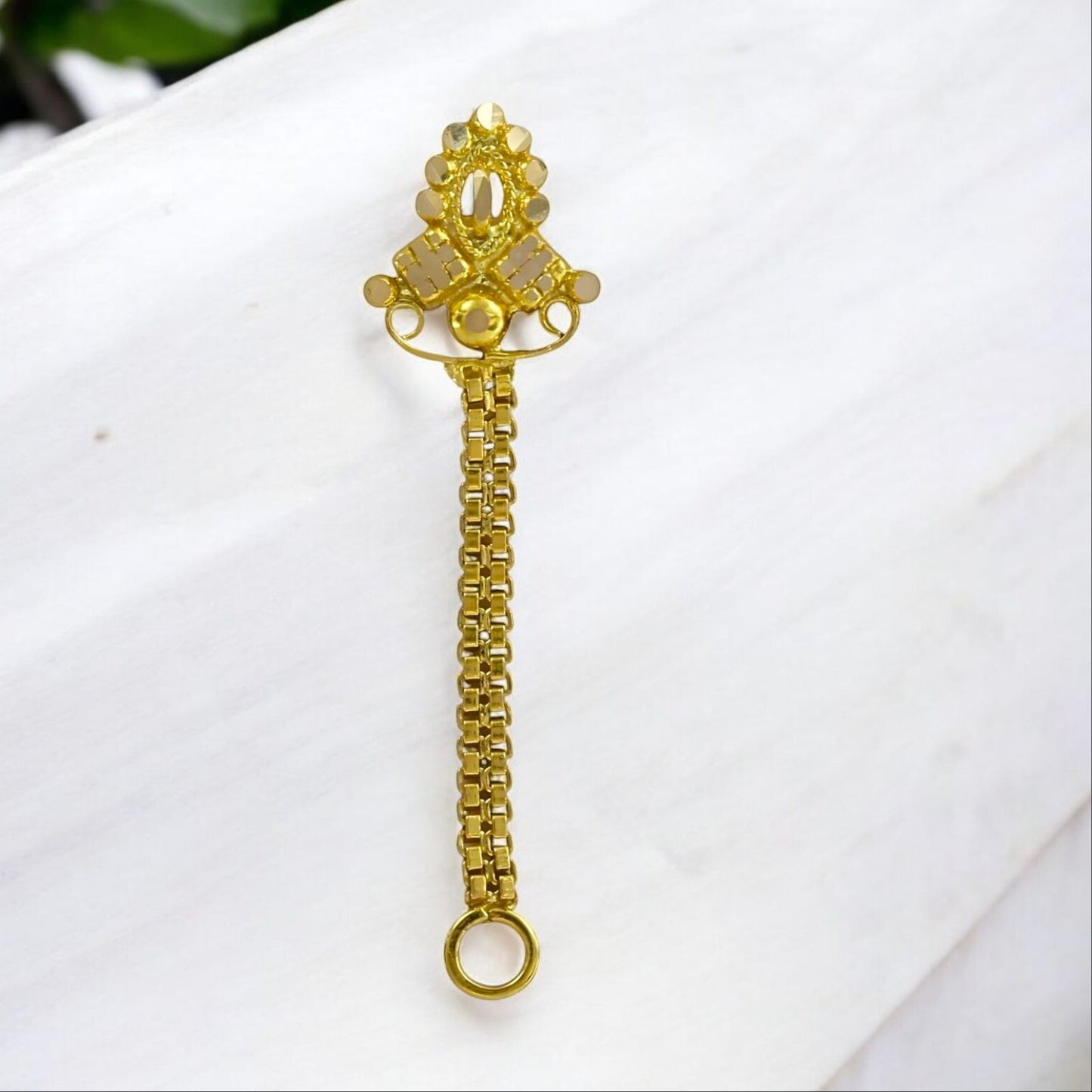 14k Real Gold Chain Dangle Nose Pin