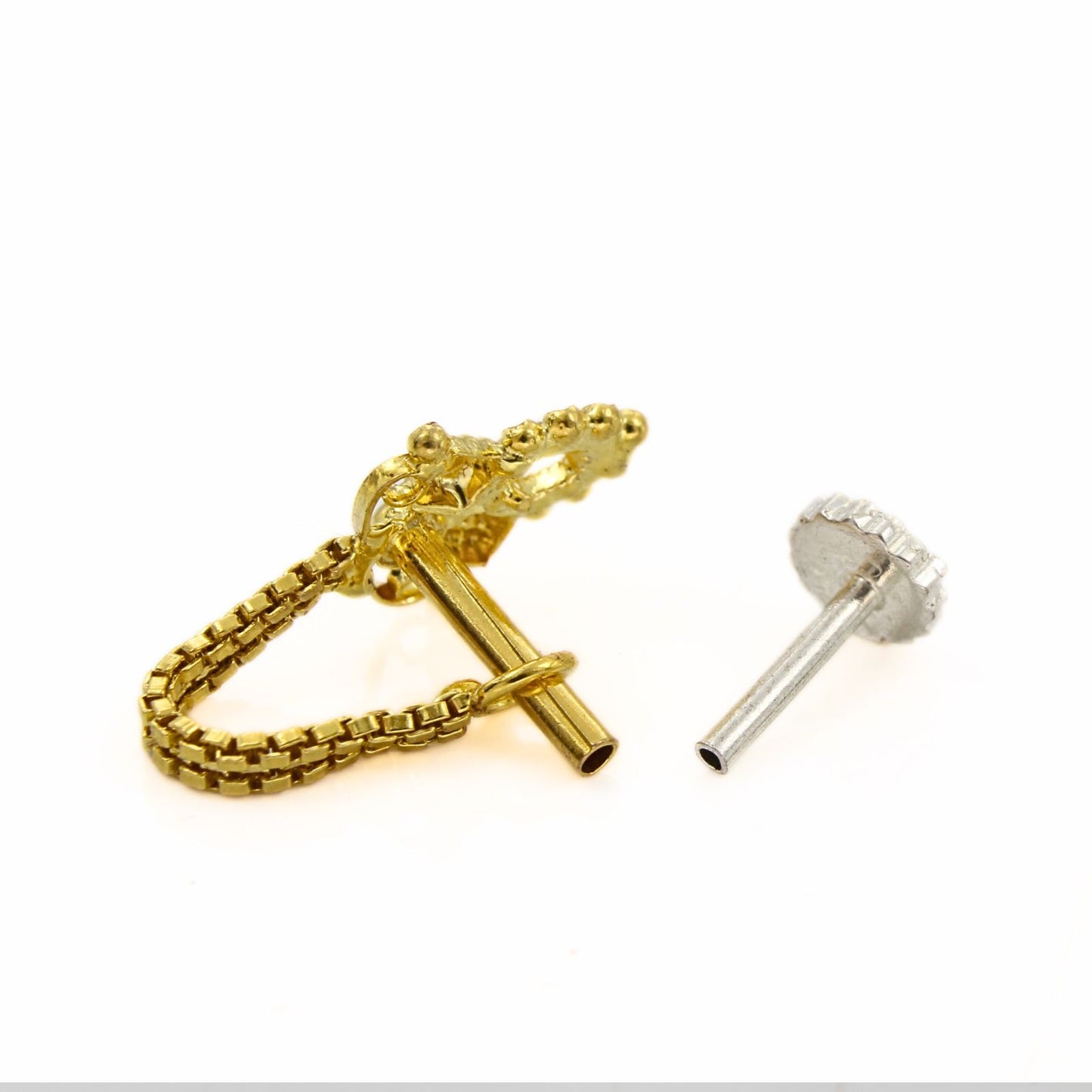 14k Real Gold Chain Dangle Nose Pin