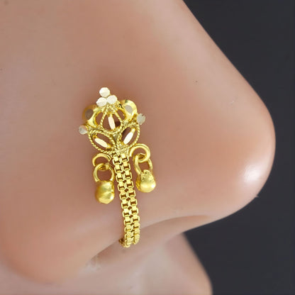 Trendy 14k Real Gold Chain Style Nose Pin