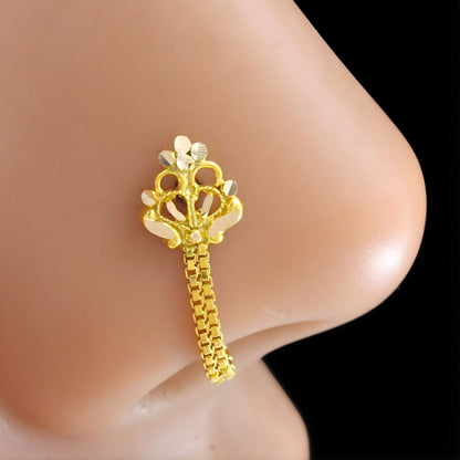 14k Real Gold Chain Style Nose Pin for Piercing