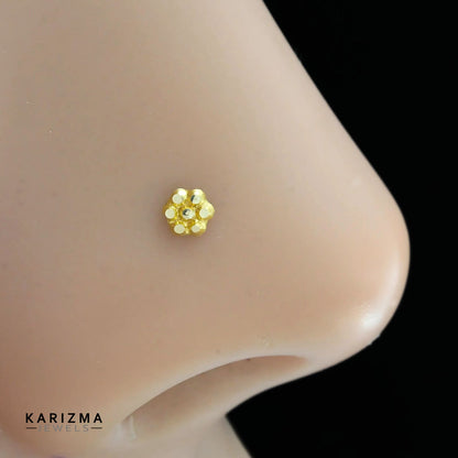 small 14K Real Gold Women daily wear Nose stud nose ring Push Pin