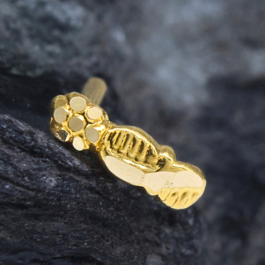 18K Real Gold Vertical Flower Cluster Nose Stud