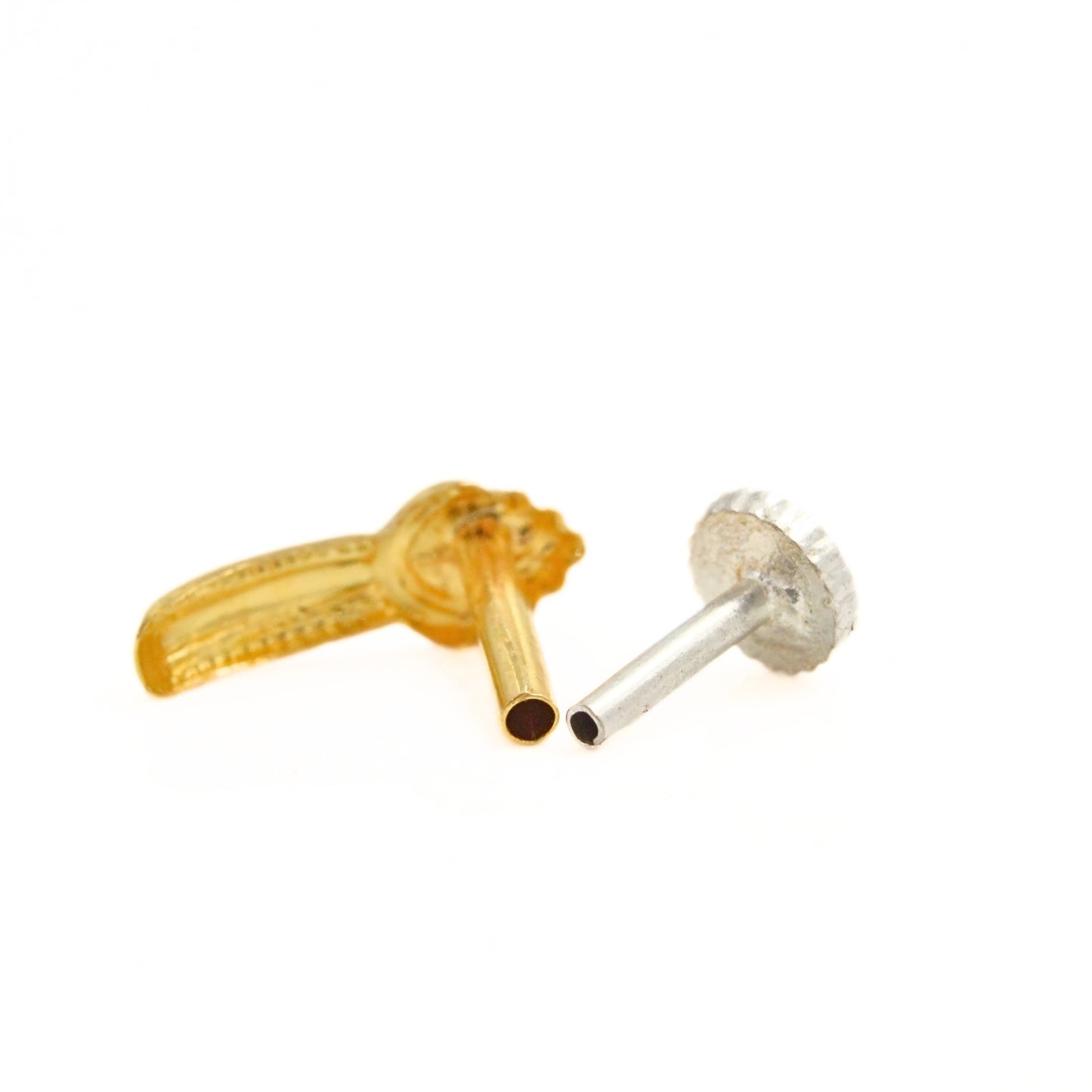 18K Gold Vertical Luxury Push Pin Nose Stud