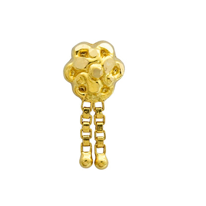 18K Real Gold Dangling Chain Push Pin Nose Stud