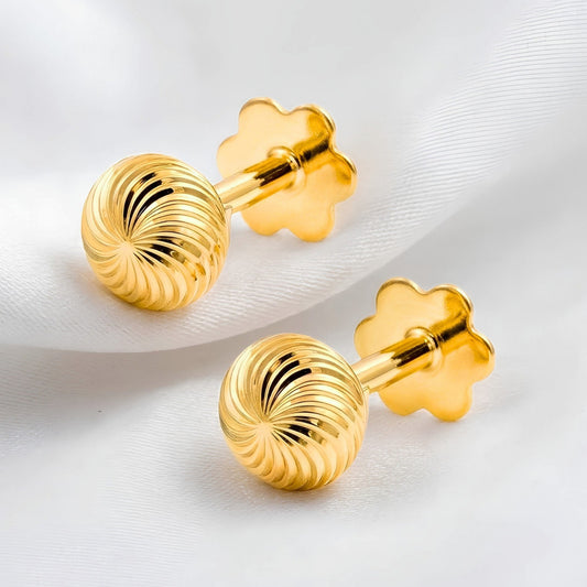 18K Real Gold Women’s Swirl Dome Nose Stud Cum Earring