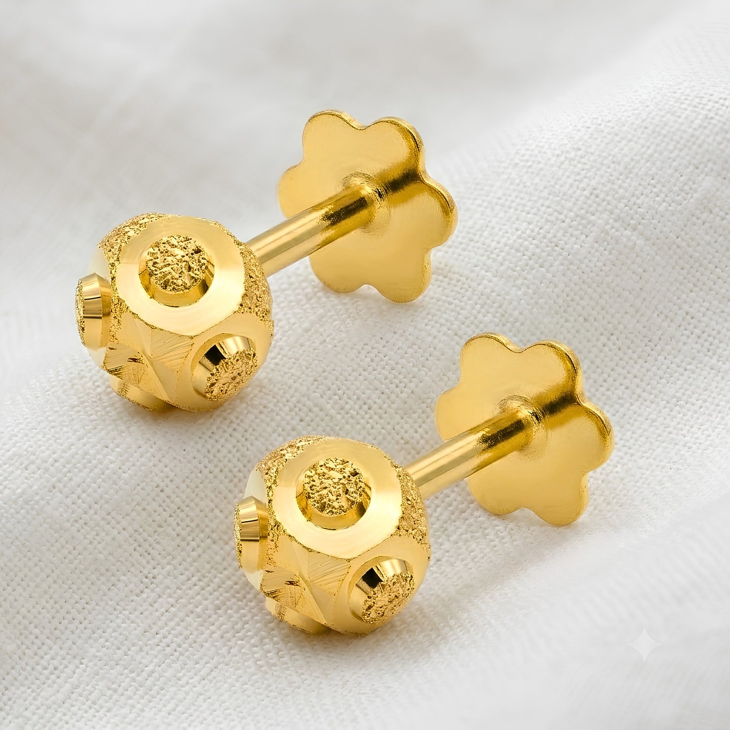 18K Real Gold Minimalist Nose Pin Cum Earring Gold Screw Back