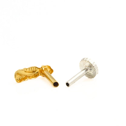 18K Real Gold Vertical Flower Cluster Nose Stud