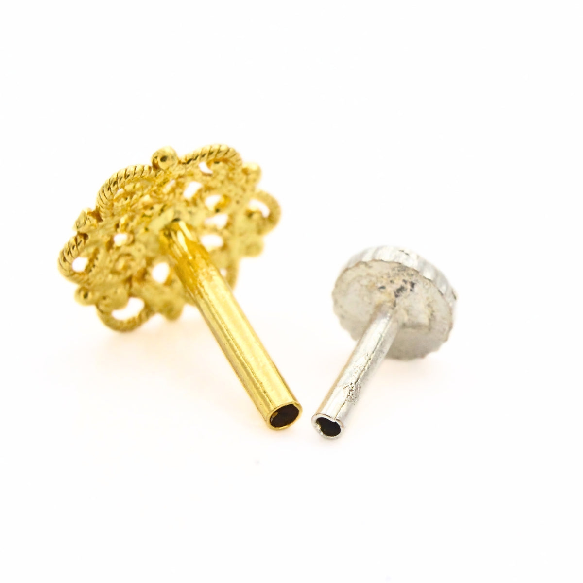 Elegant 18K Real Gold Filigree Floral Nose Stud
