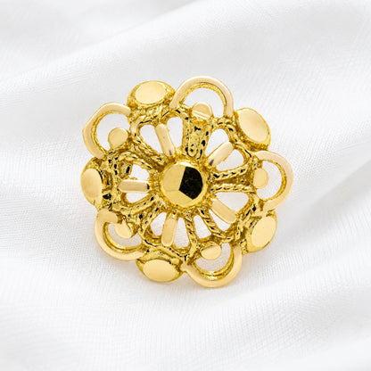 18K Gold Delicate Floral Pattern Nose Stud Threadless Push Pin
