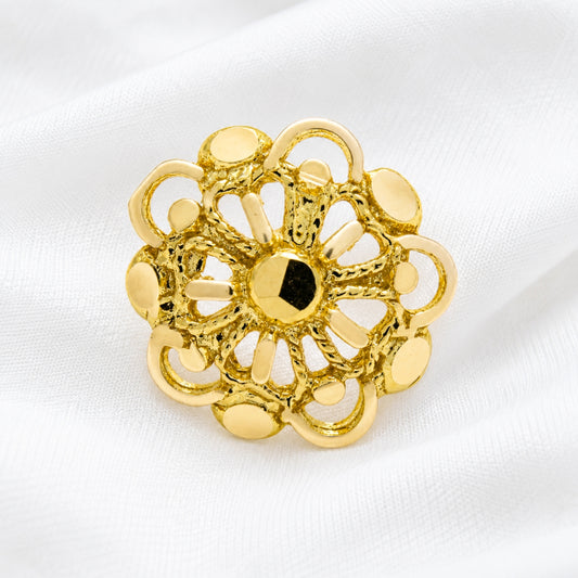 18K Gold Delicate Floral Pattern Nose Stud Threadless Push Pin
