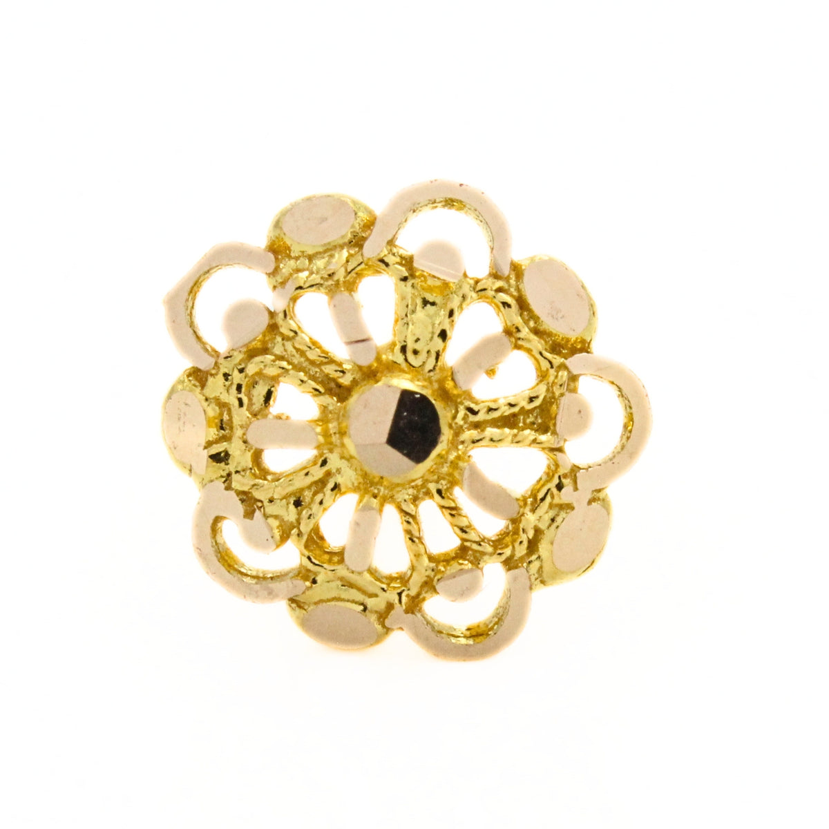 18K Gold Delicate Floral Pattern Nose Stud Threadless Push Pin