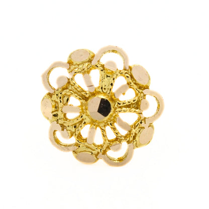 18K Gold Delicate Floral Pattern Nose Stud Threadless Push Pin