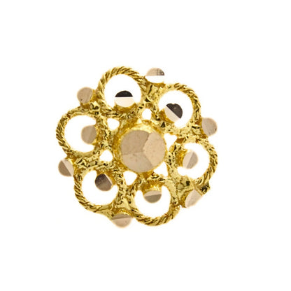 18K Real Gold Floral Motif Threadless Nose Stud