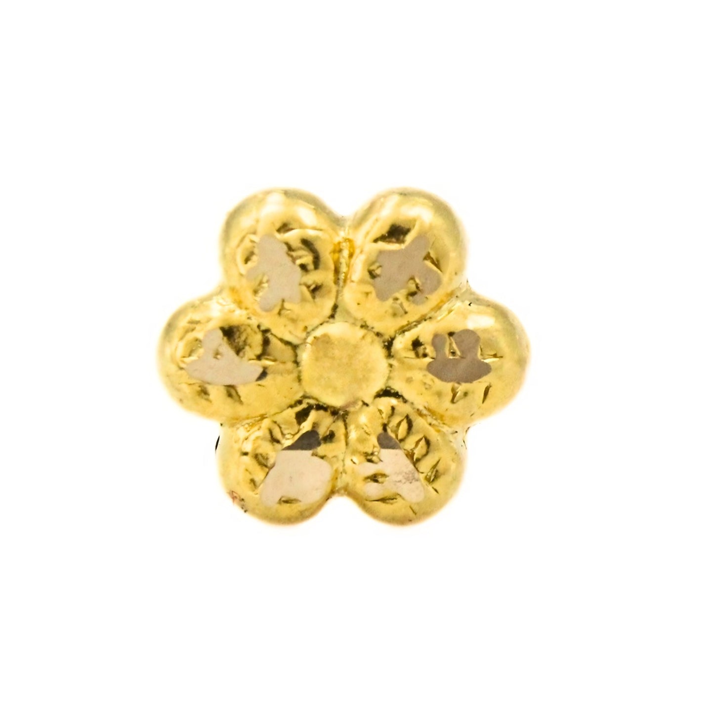 Small Floral 18K Real Gold Push Pin Nose Stud