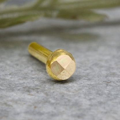 18K Real Gold Diamond-Cut Ball Threadless Nose Stud