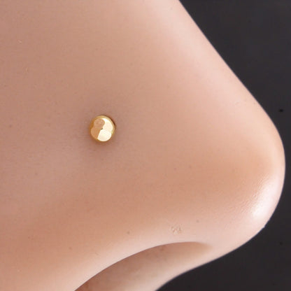 18K Real Gold Diamond-Cut Ball Threadless Nose Stud