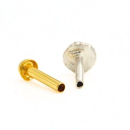 18K Real Gold Diamond-Cut Ball Threadless Nose Stud