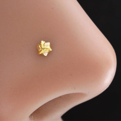 18K Real Gold Minimal Star Nose Piercing Stud