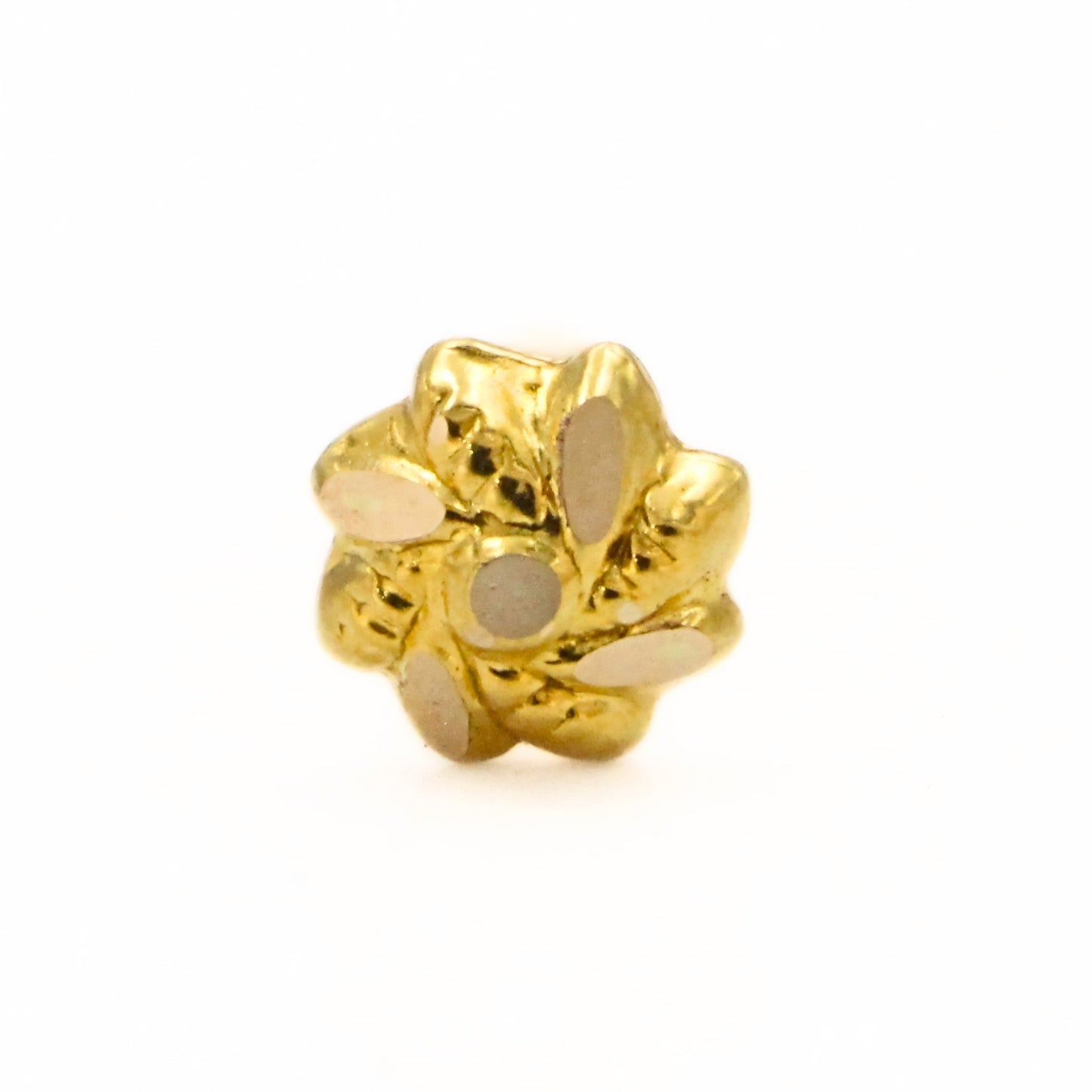 18K Real Gold Elegant Floral Twist Push Pin Nose Stud