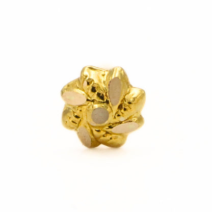 18K Real Gold Elegant Floral Twist Push Pin Nose Stud