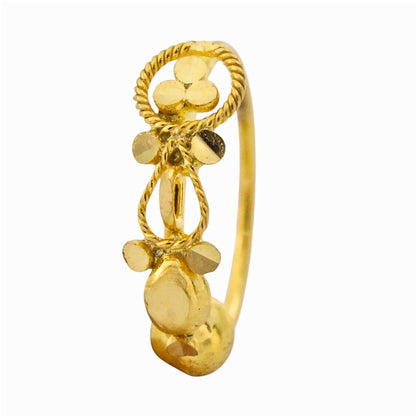 Nozera 18K Real Gold Vertical Flower Motif Hoop Nose Ring