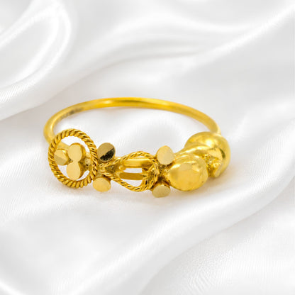 Nozera 18K Real Gold Vertical Flower Motif Hoop Nose Ring