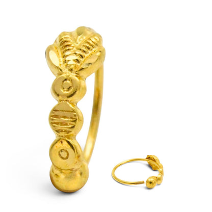 Nozera 18K Real Gold Vertical Floral Ball Nose Ring