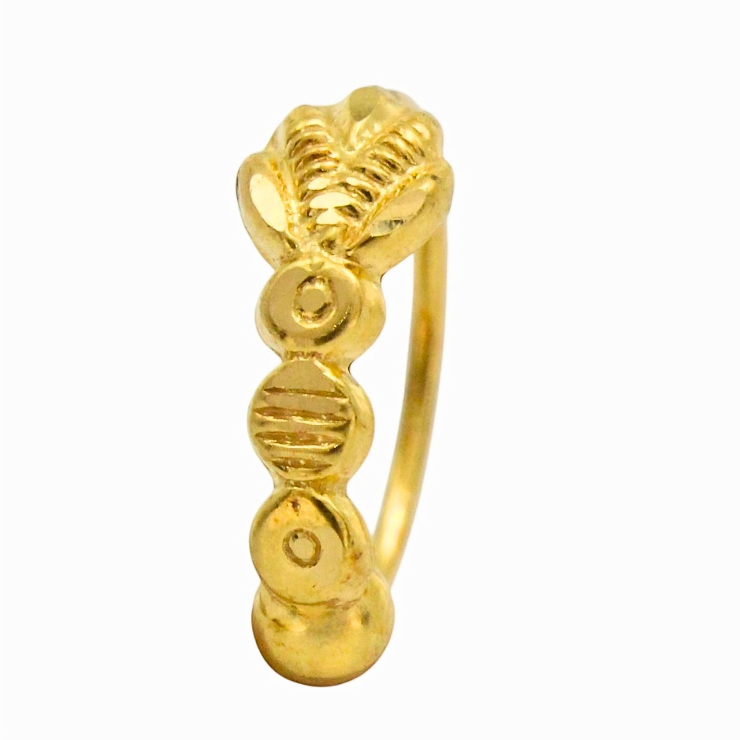 Nozera 18K Real Gold Vertical Floral Ball Nose Ring