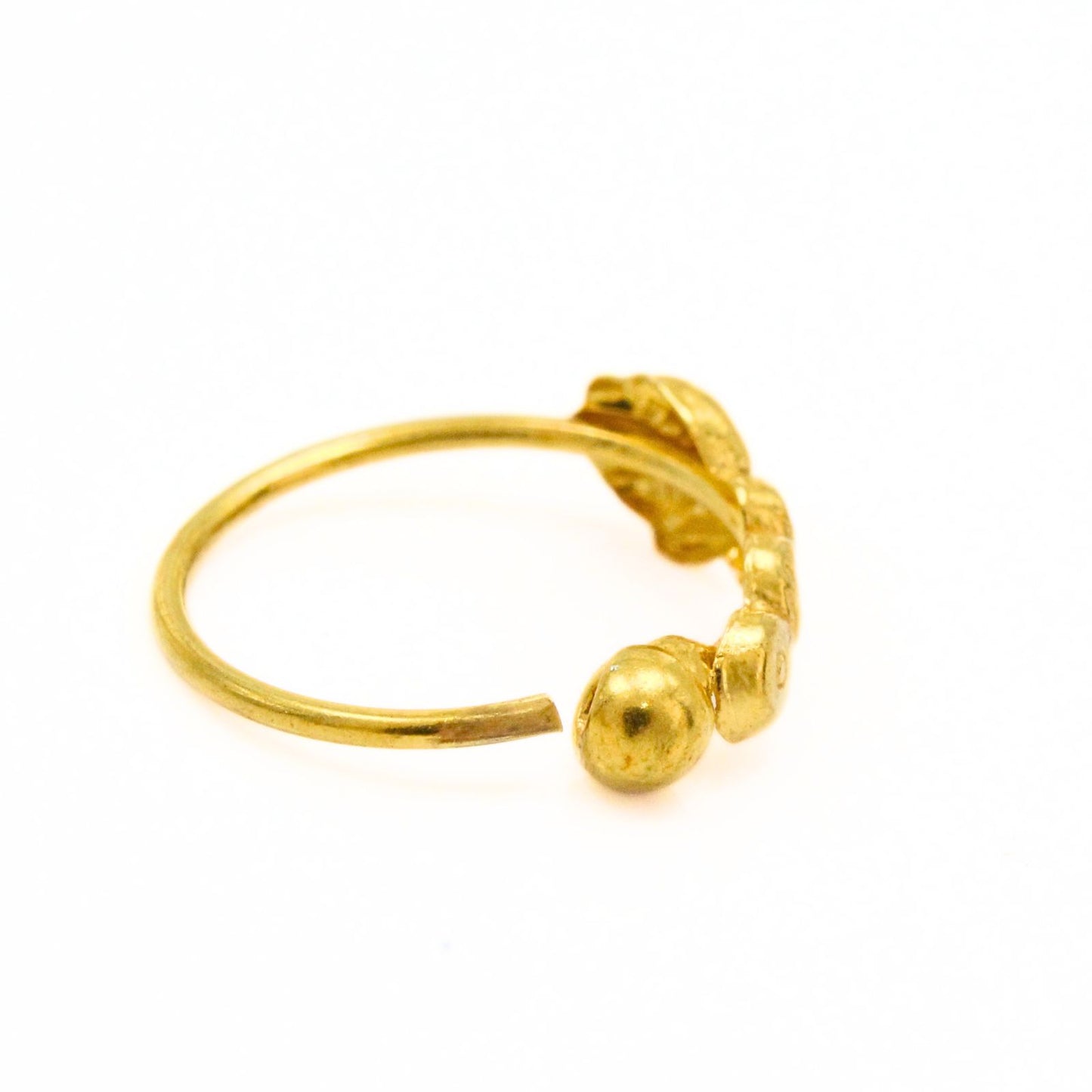 Nozera 18K Real Gold Vertical Floral Ball Nose Ring