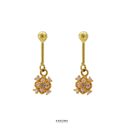 18k Real Gold Bugadi Drops & Danglers CZ Earrings for Women and Girls