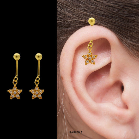 18k Real Gold Bugadi Drops & Danglers CZ Earrings for Women and Girls