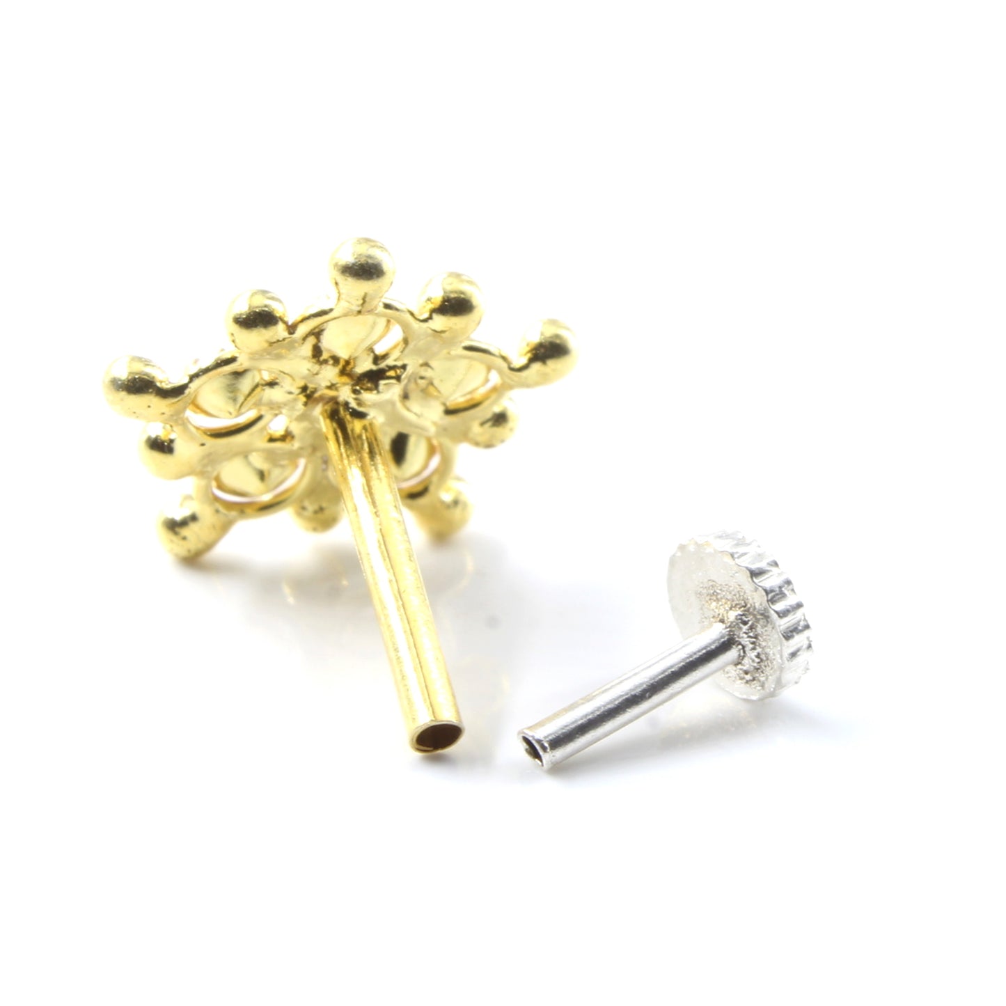 Silver Nose Pin for women with Push pin 