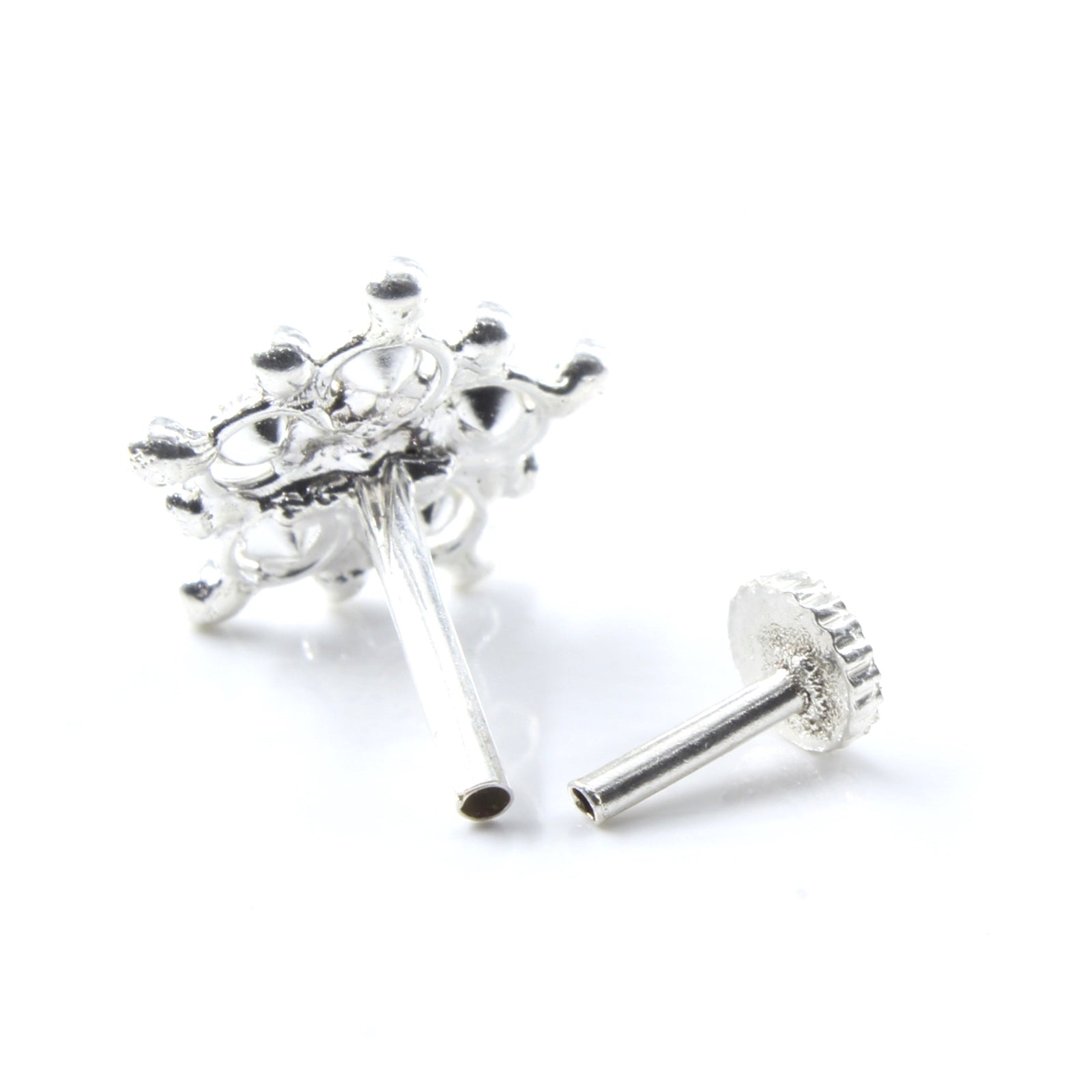 Silver Nose Pin for women with Push pin