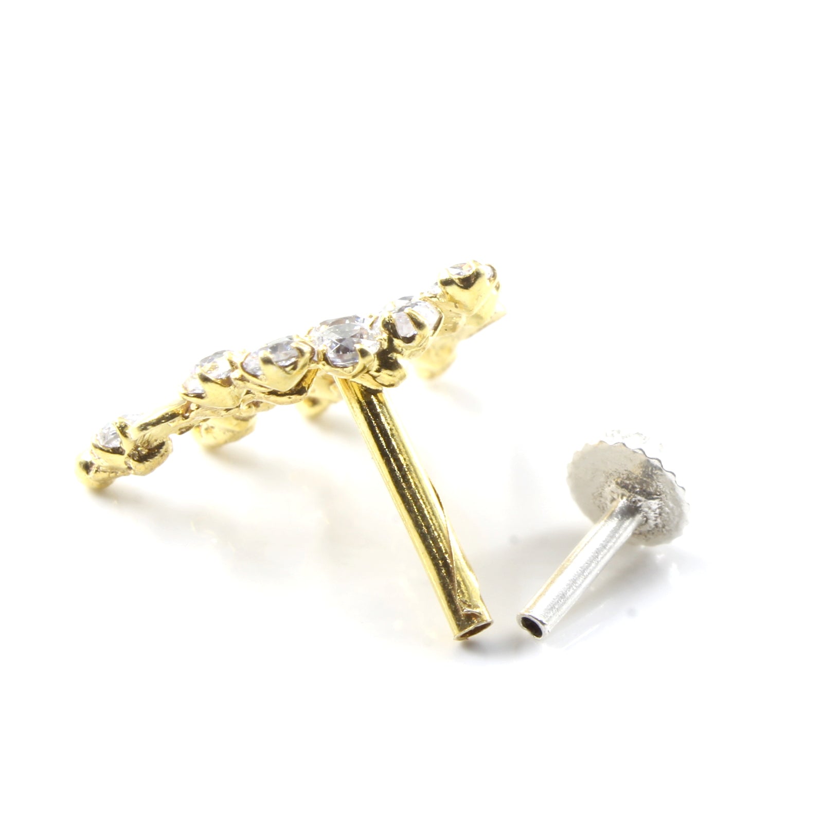 Silver Nose Pin for women with Push pin 