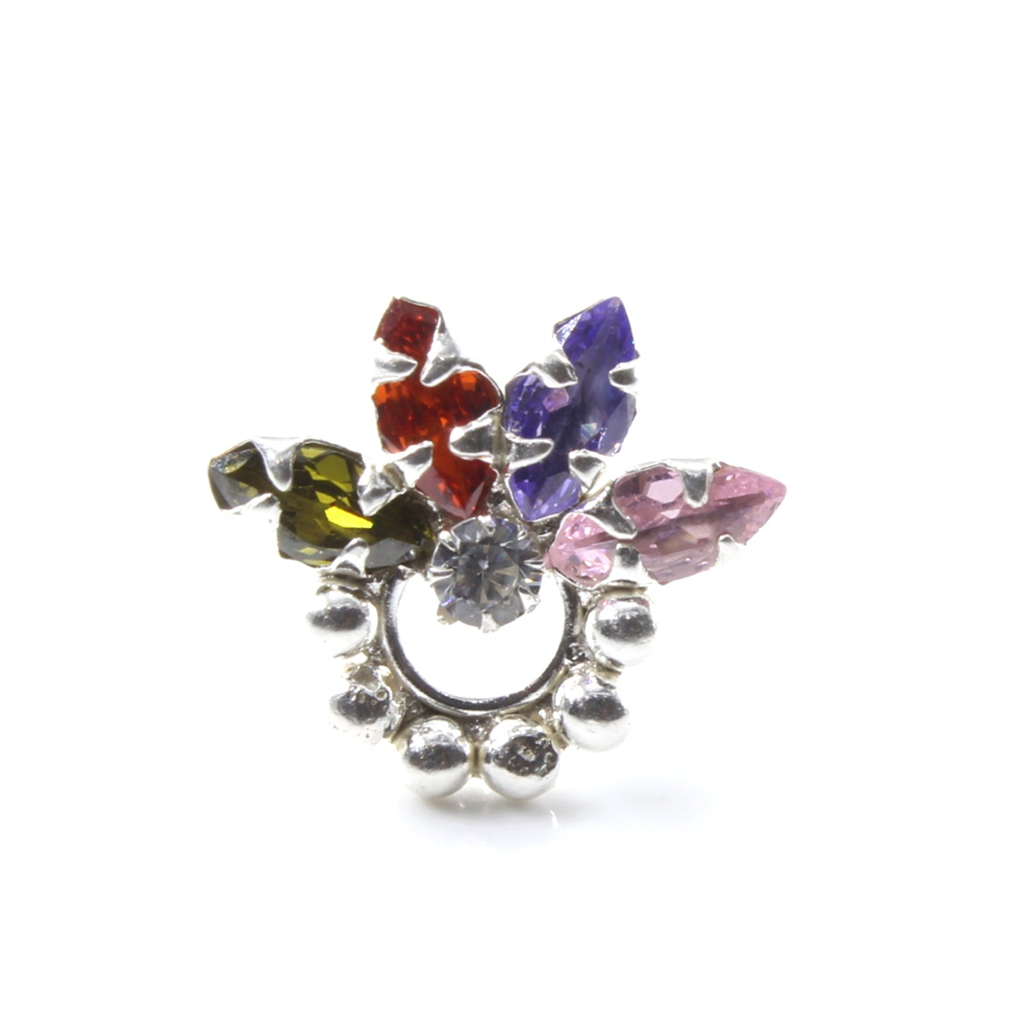 Latest Design Nose pin for women with Multi-color stones