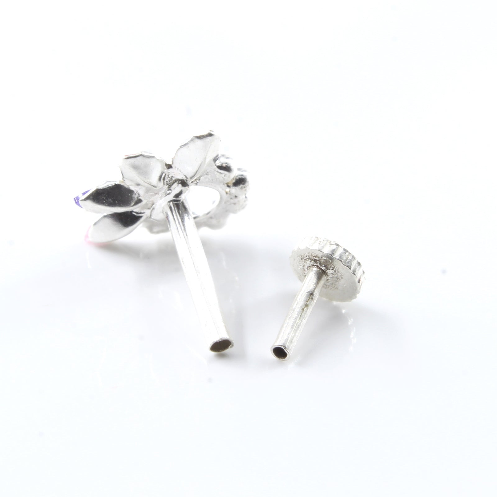 Silver Nose Pin for women with Push pin