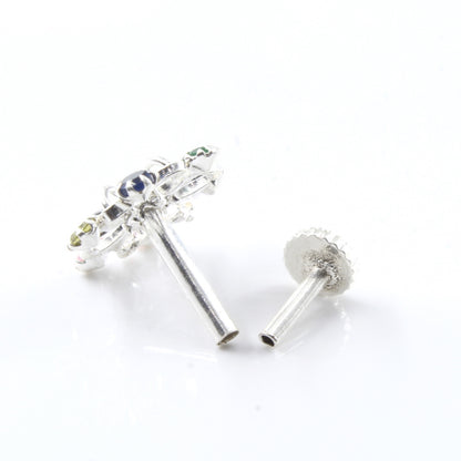 Silver Nose Pin for women with Push pin 