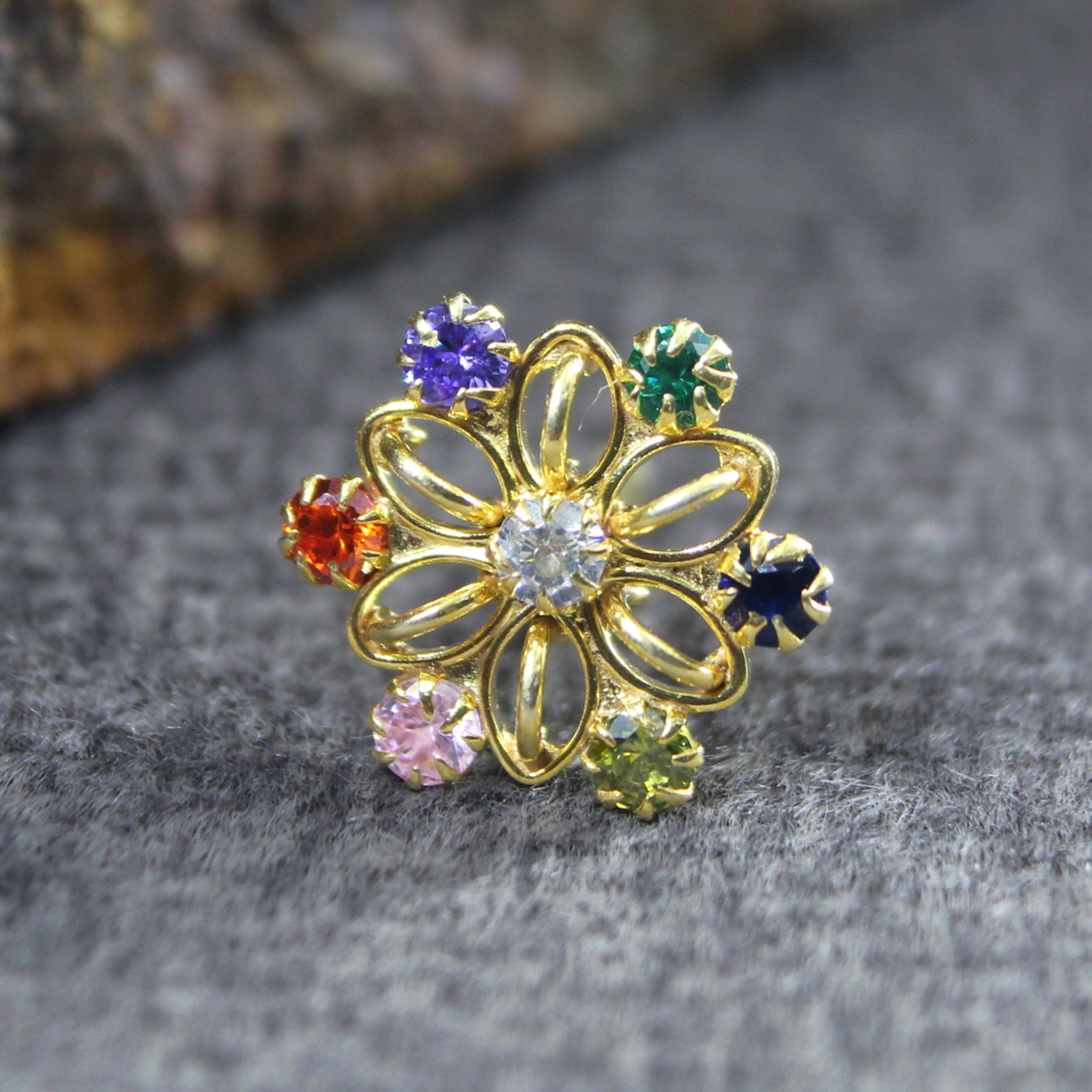 925 Sterling Silver Floral Nose Pin 