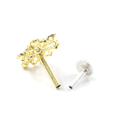 Silver Nose Pin for women with Push pin