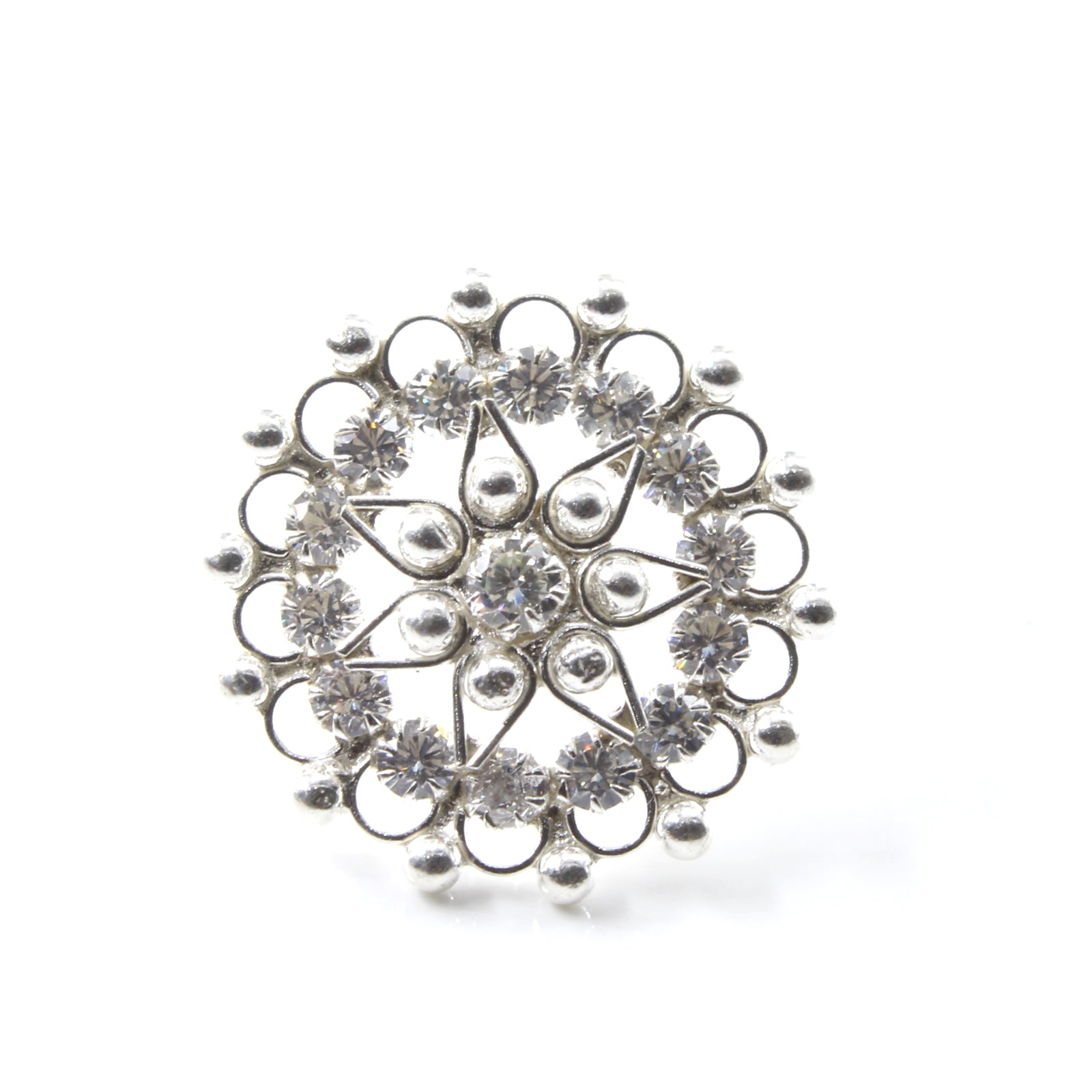 925 Sterling Silver Floral Nose Pin 