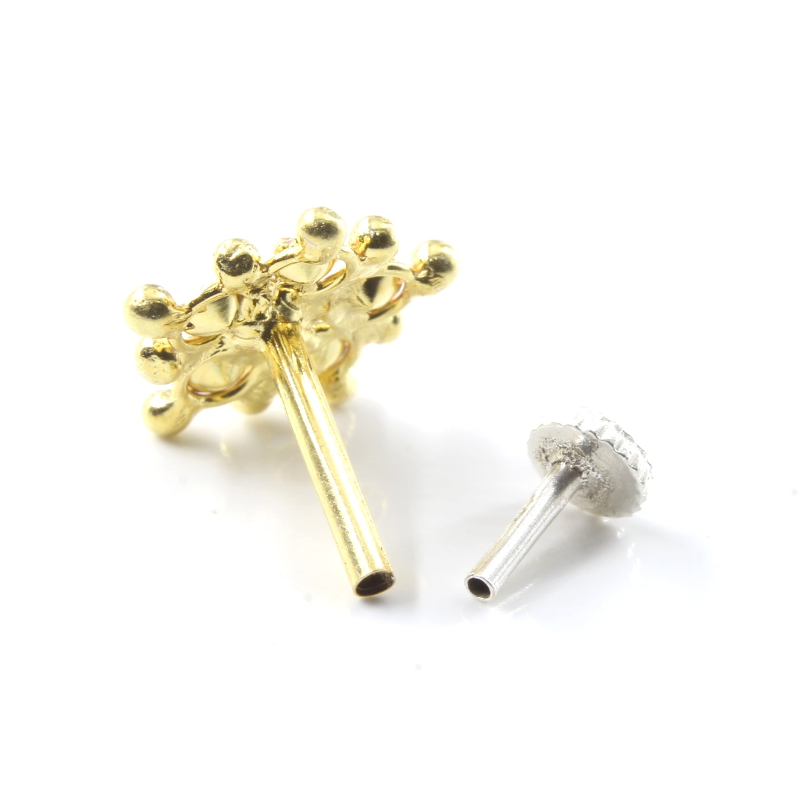 Silver Nose Pin for women with Push pin 