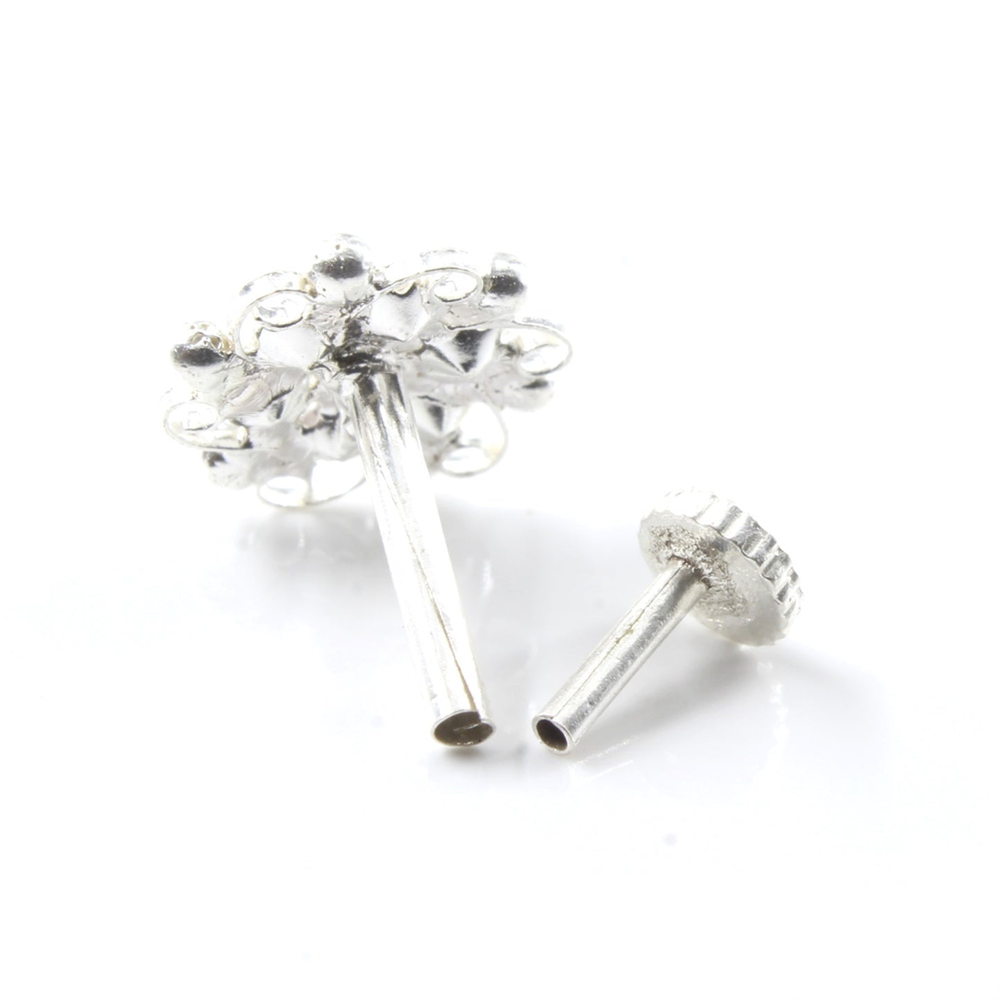 Silver Nose Pin for women with Push pin 