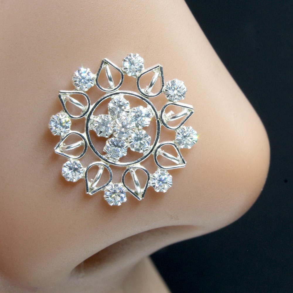 Real Sterling Silver CZ Women Nose pin