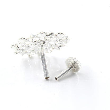 Silver Nose Pin for women with Push pin 