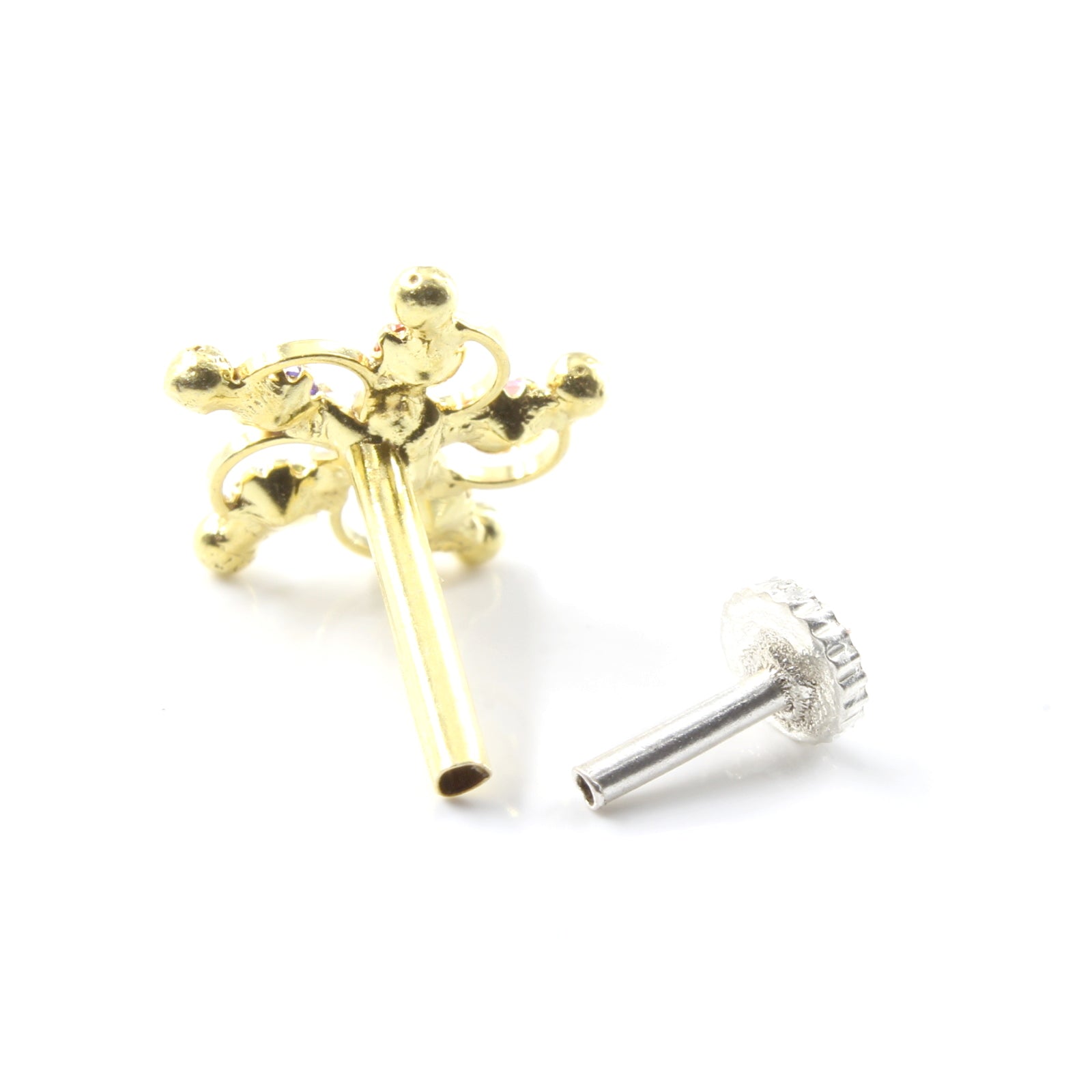 Silver Nose Pin for women with Push pin