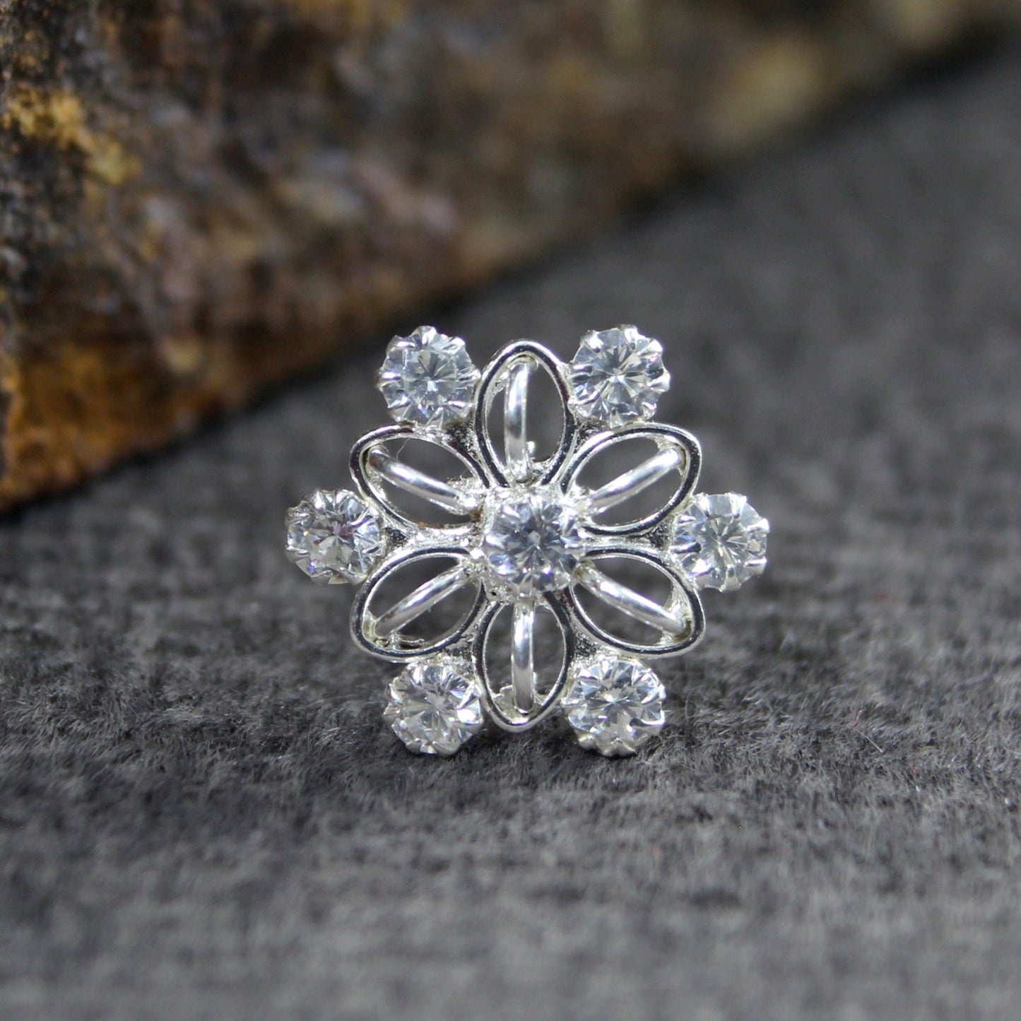 l Sterling Silver White CZ Women Nose Stud 