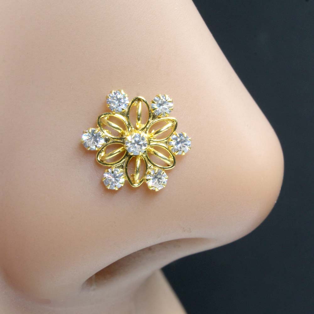 925 Sterling Silver Floral Nose Pin 