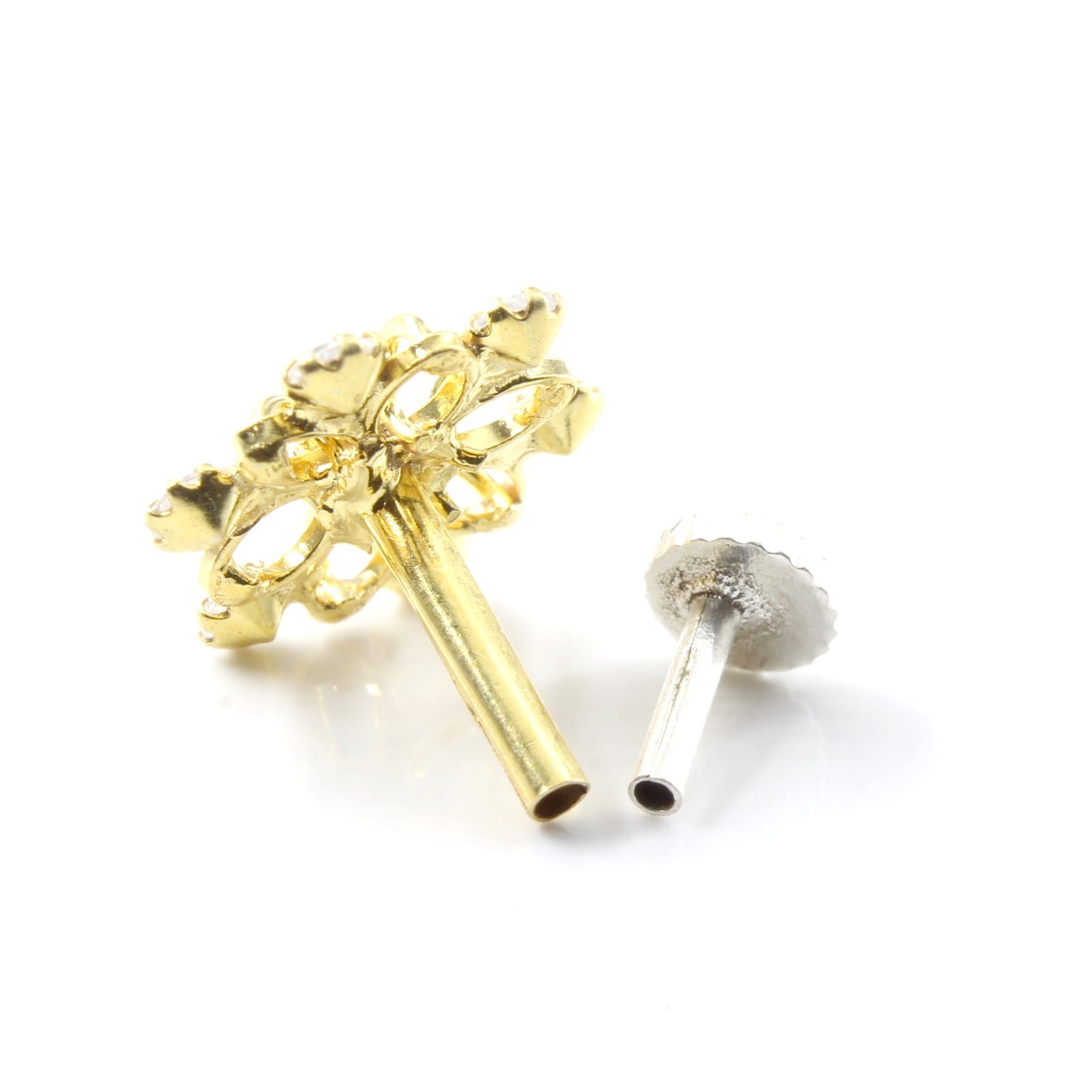 Silver Nose Pin for women with Push pin