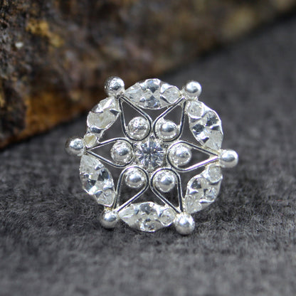 925 Sterling Silver Floral Nose Pin