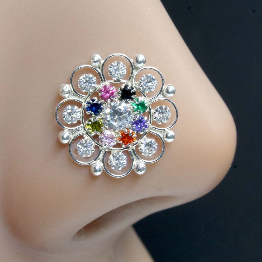 925 Sterling Silver Floral Nose Pin